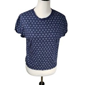 Zara Trafaluc Women's sz Small Blue & White Umbrella Print Short Sleeve t-shirt